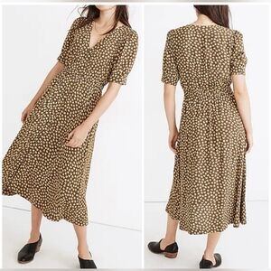 Madewell Button- Cuff Midi Dress Woodcut Floral